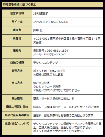 ジャパンボートレースサロン_運営情報