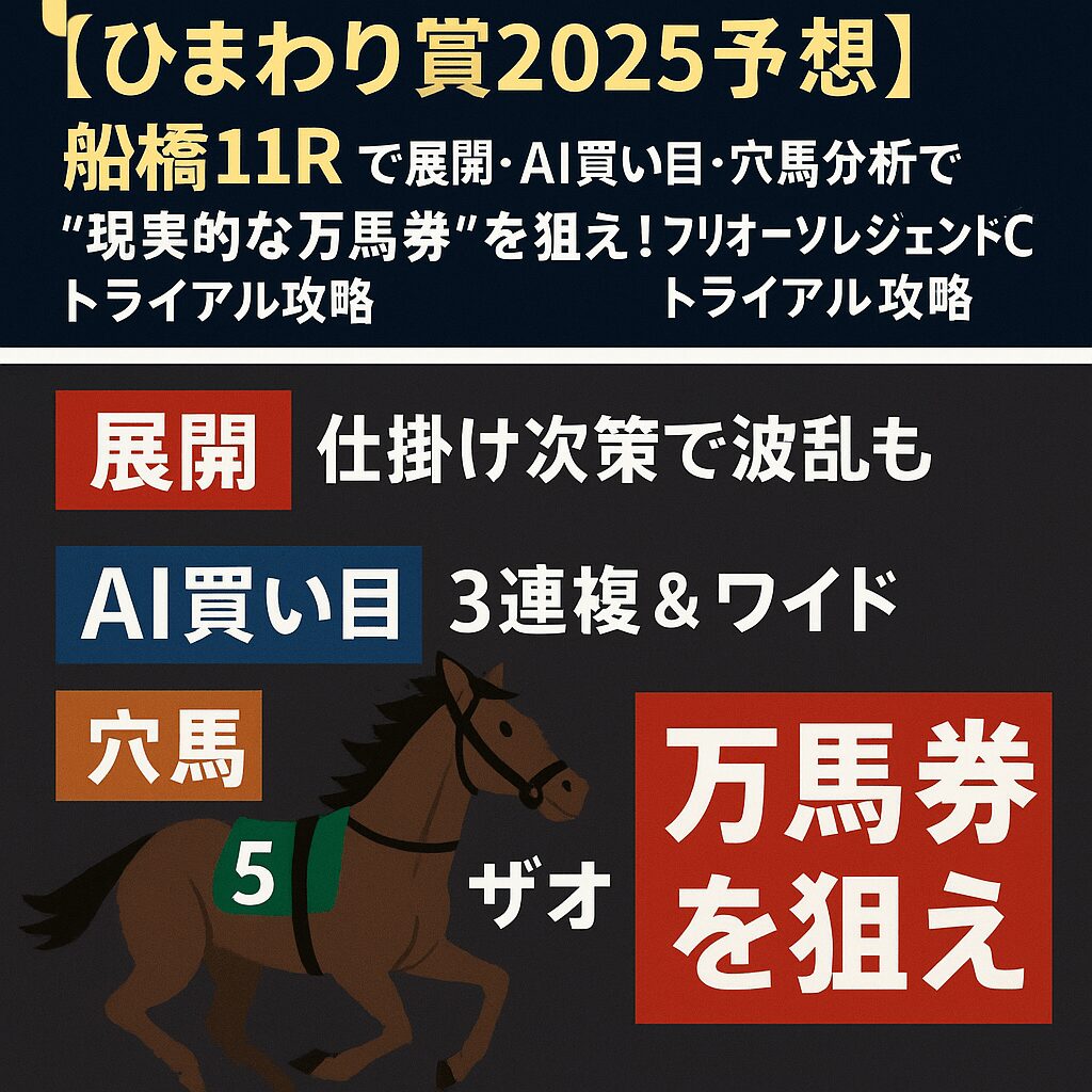 【ひまわり賞2025予想】船橋11R｜展開・AI買い目・穴馬分析で“現実的な万馬券”を狙え！フリオーソレジェンドCトライアル攻略
