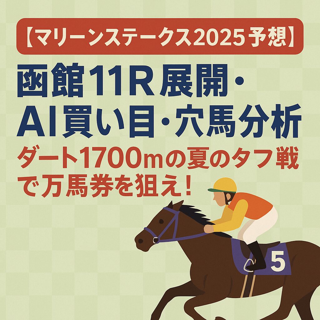 【マリーンステークス2025予想】函館11R展開・AI買い目・穴馬分析｜ダート1700mの夏のタフ戦で万馬券を狙え！