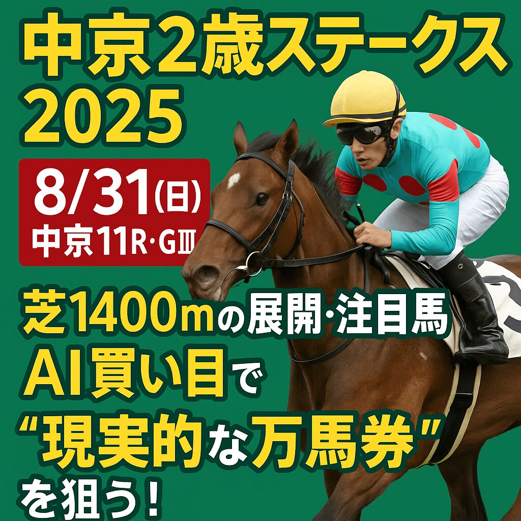 【中京2歳ステークス2025予想】8/31(日)中京11R・GⅢ｜芝1400mの展開・注目馬・AI買い目で“現実的な万馬券”を狙う！