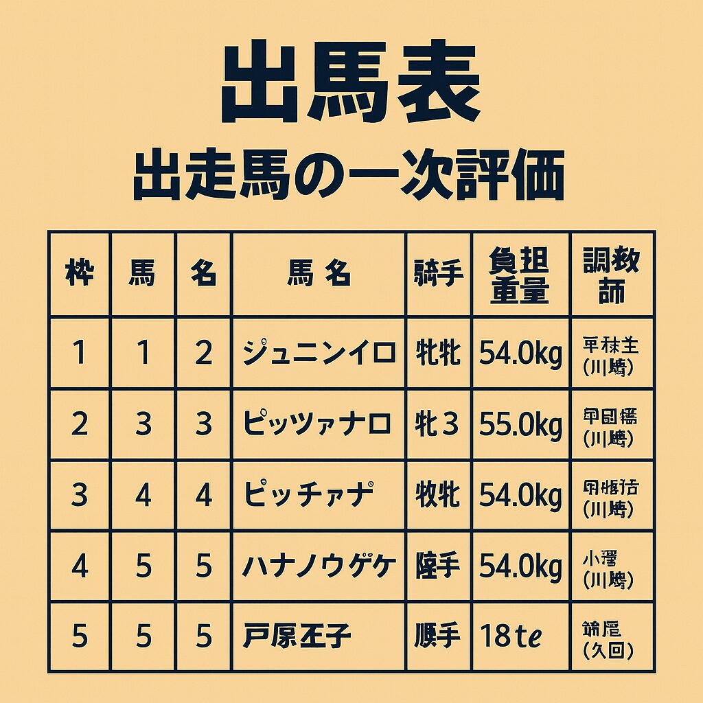 川崎8R ルドベキア特別 出馬表 2025/09/08