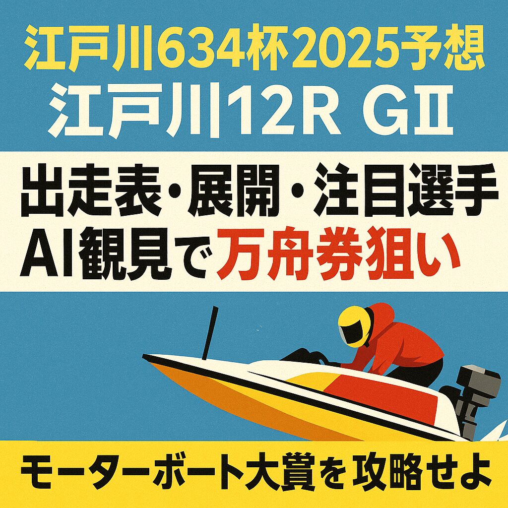 【江戸川634杯2025予想｜江戸川12R GⅡ】出走表・展開・注目選手とAI買い目で“現実的な万舟券狙い”｜モーターボート大賞を攻略せよ