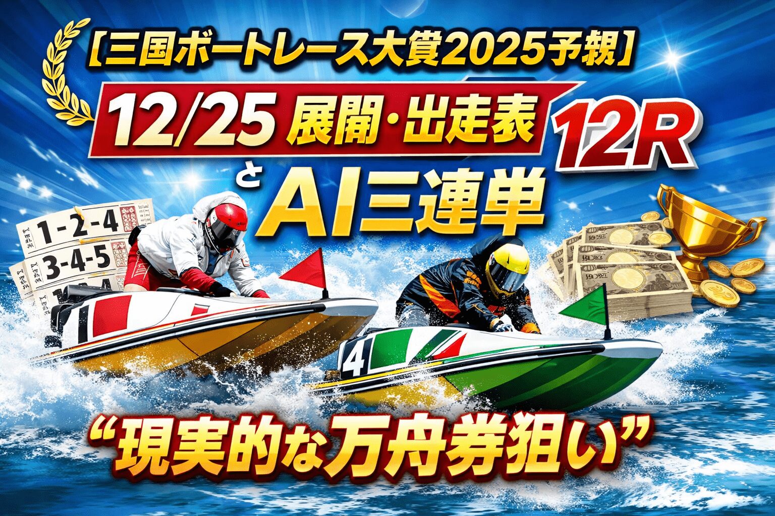 【三国ボートレース大賞2025予想|三国12R】12/25 展開・出走表とAI三連単で“現実的な万舟券狙い”