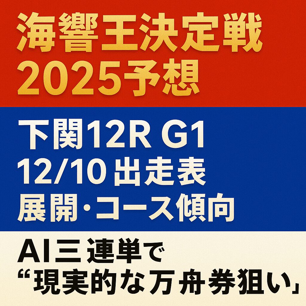 【海響王決定戦2025予想｜下関12R G1】12/10出走表・展開・コース傾向とAI三連単で“現実的な万舟券狙い”