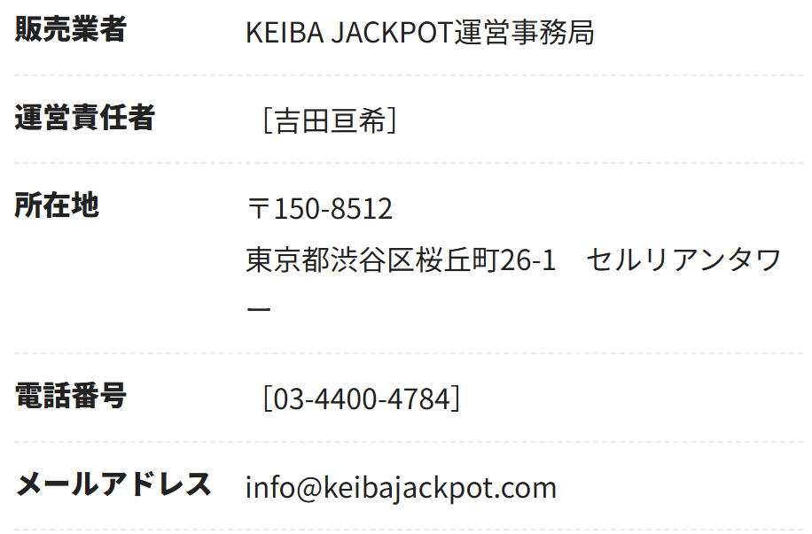 競馬ジャックポット_運営情報