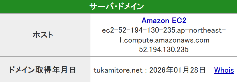 ツカミトレ_サーバー情報