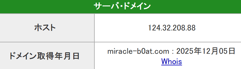 ミラクルボート_サーバー情報