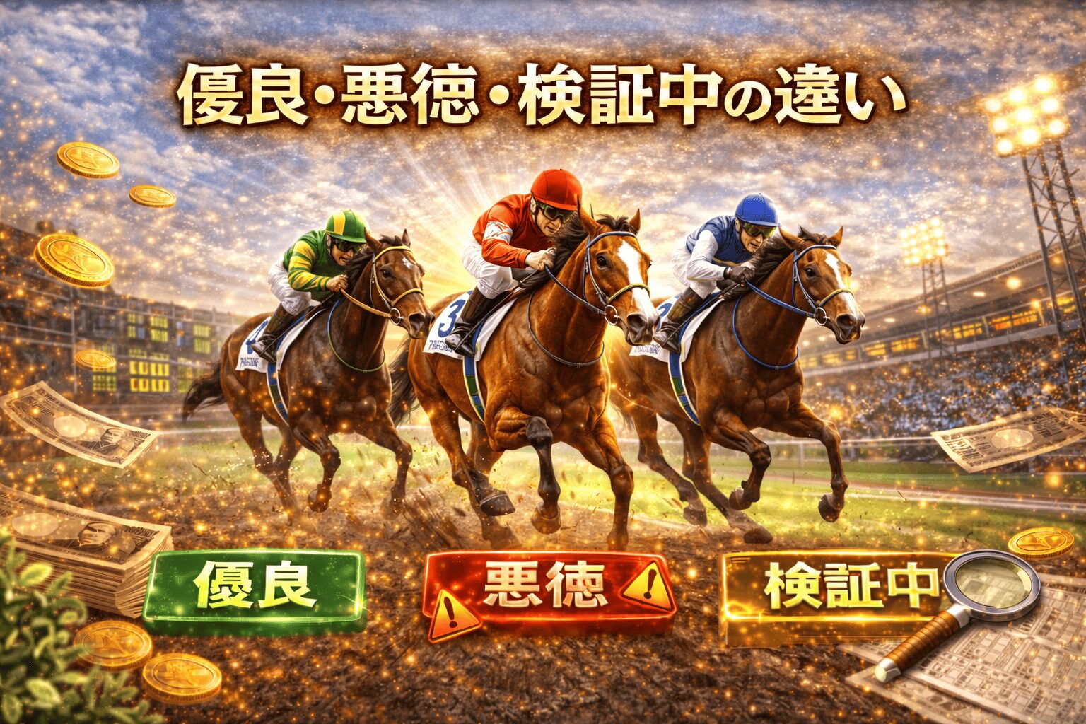 競馬予想サイト_アイコン_優良・悪徳・検証中の違い