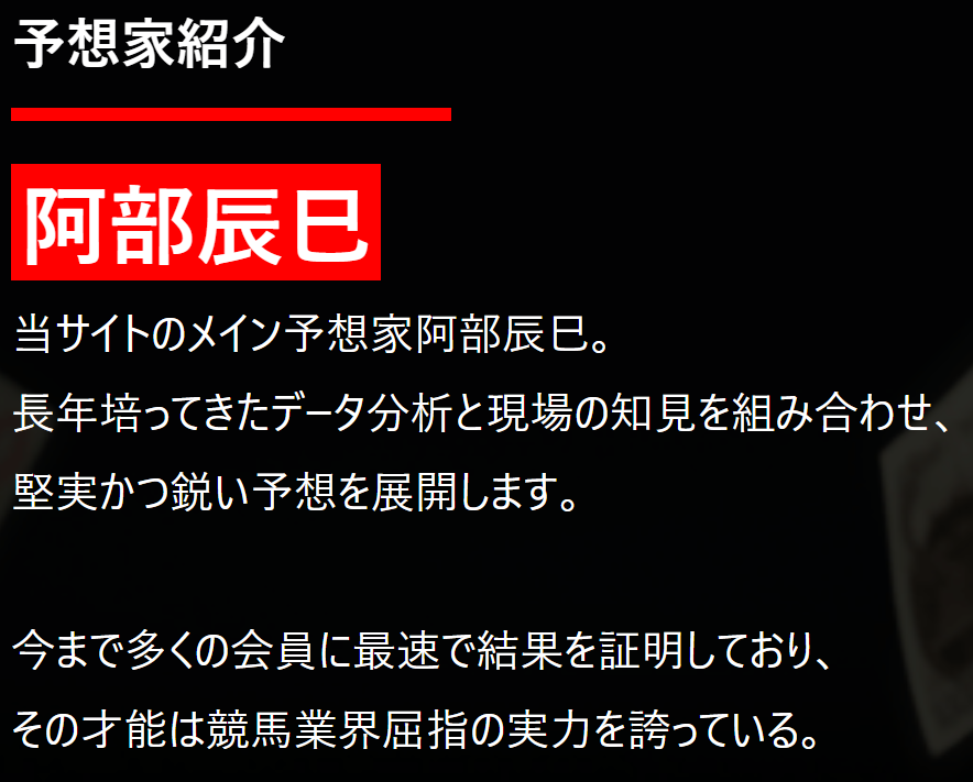 阿部辰巳の競馬予想_予想家_阿部辰巳