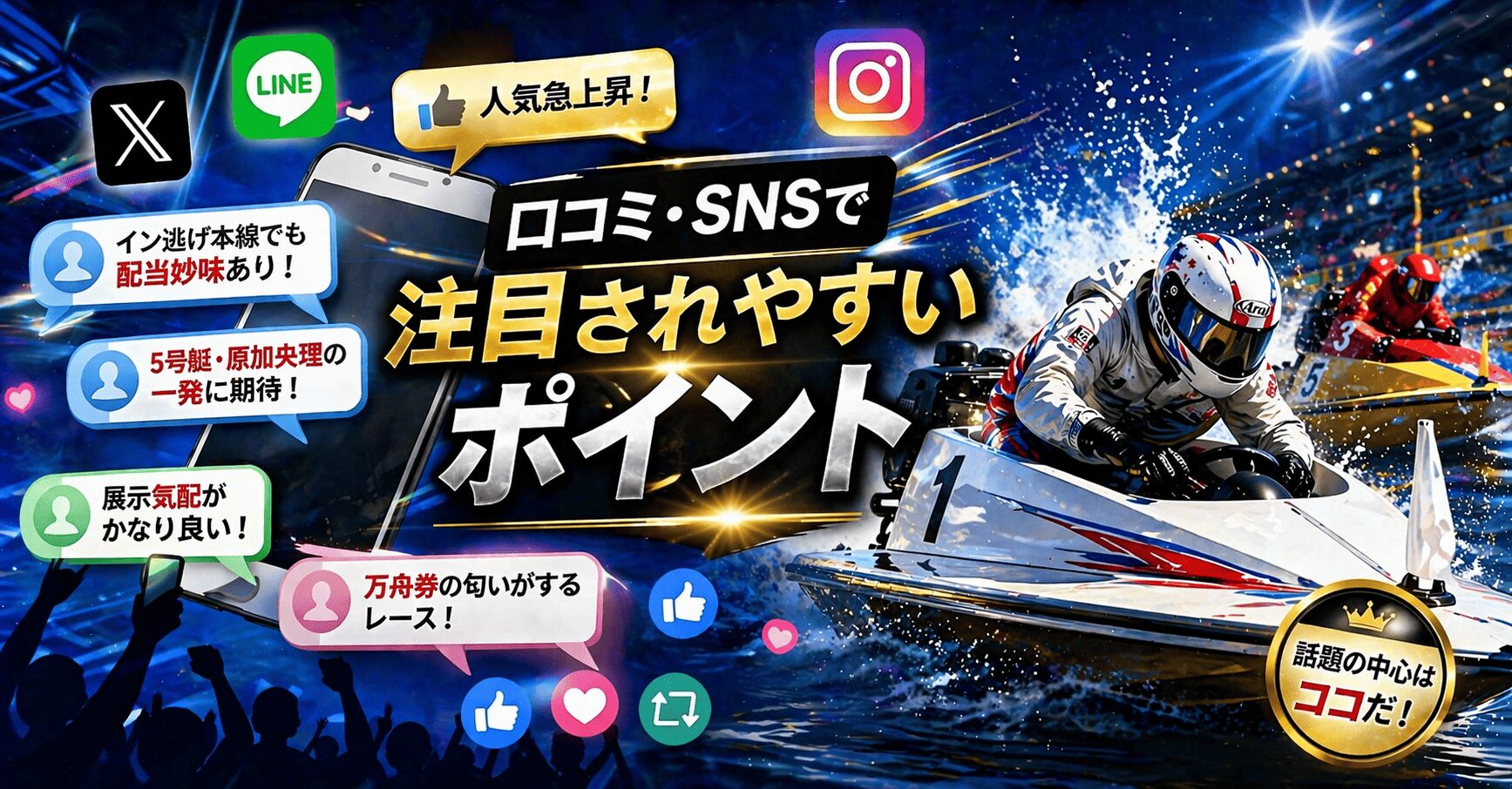 鳴門競艇12R_オールレディース第４２回渦の女王決定戦競走_アイコン_口コミ・SNSで注目されやすいポイント