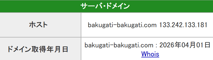 バクガチ_サーバー情報