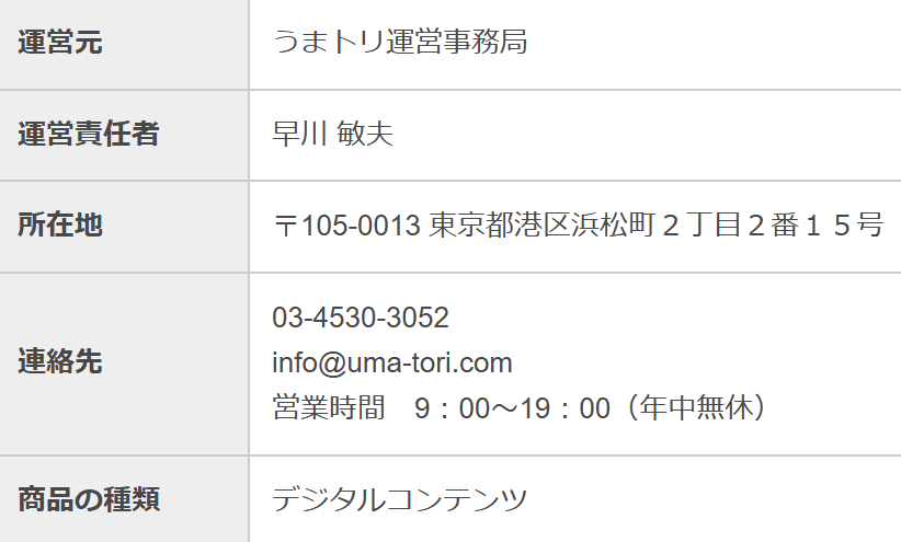 うまトリ_運営情報